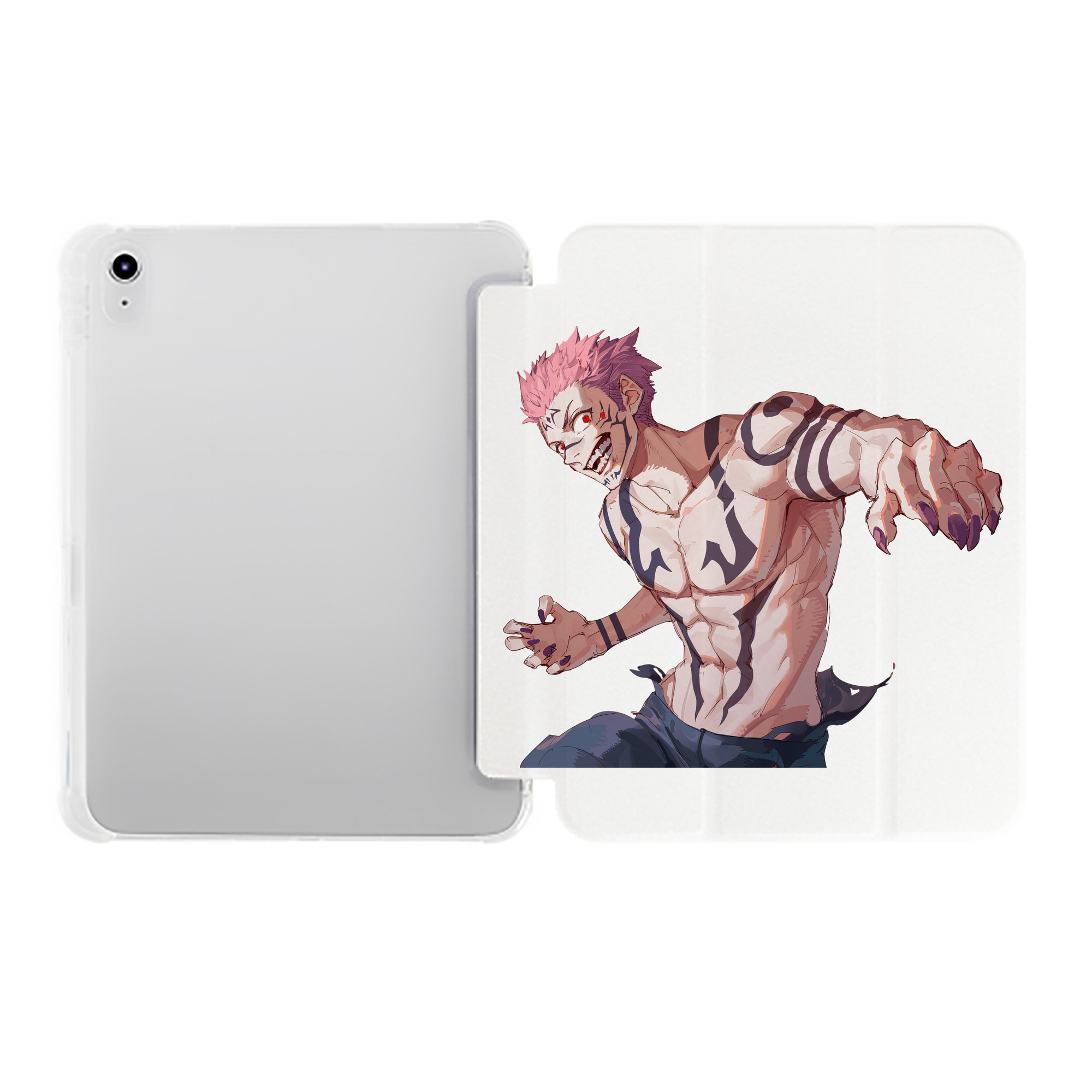 （画像用） 呪術廻戦 Jujutsu Kaisen IPad ケース ペン収納付き 三つ折りスタンド PUレザー×シリコン 対応機種9.5/10.5/10.9インチ